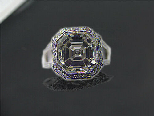 EGL CERTIFIED H COLOR VS2 CLARITY DIAMOND ASSCHER SHAPE CENTER ENGAGEMENT RING