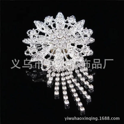 Bridal Brooch round Flower Tassel Diamond Inlaid Alloy Brooch High-Grade PIN