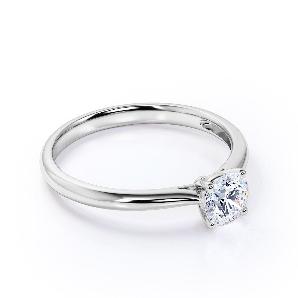 .33 Carat round Brilliant Real Diamond Solitaire Engagement Ring in 10K White Go