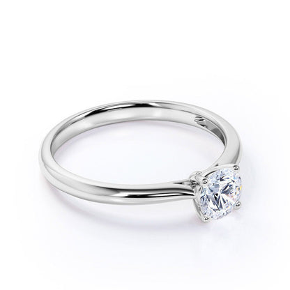 .33 Carat round Brilliant Real Diamond Solitaire Engagement Ring in 10K White Go