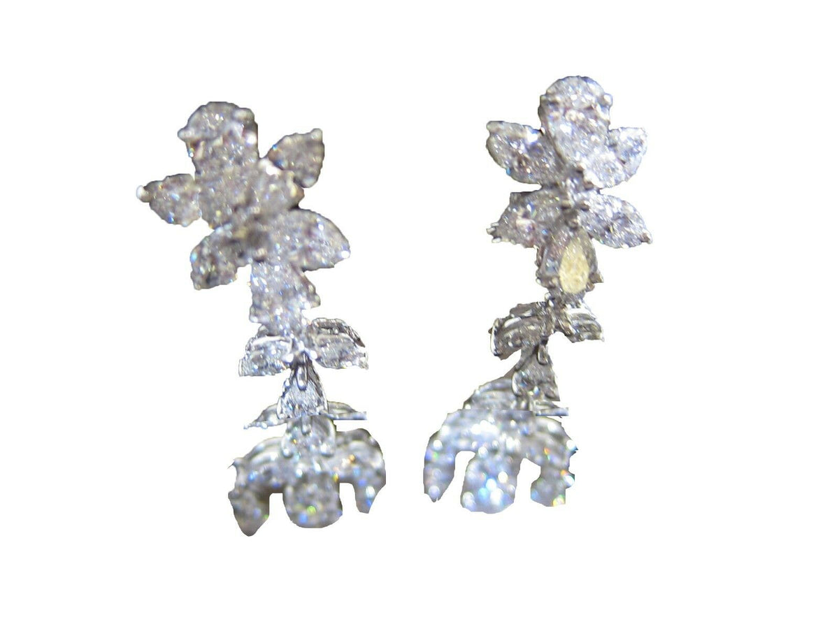 Diamond 3 row marquise pear shape platinum drop earring 12.85 cttw dangle earrig