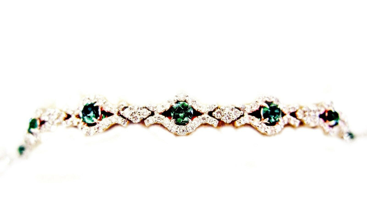 EMERALD 1.85 CT ROUND SHAPE DIAMOND 2.70 CT EMERALD DIAMOND BRACELET EMERALD