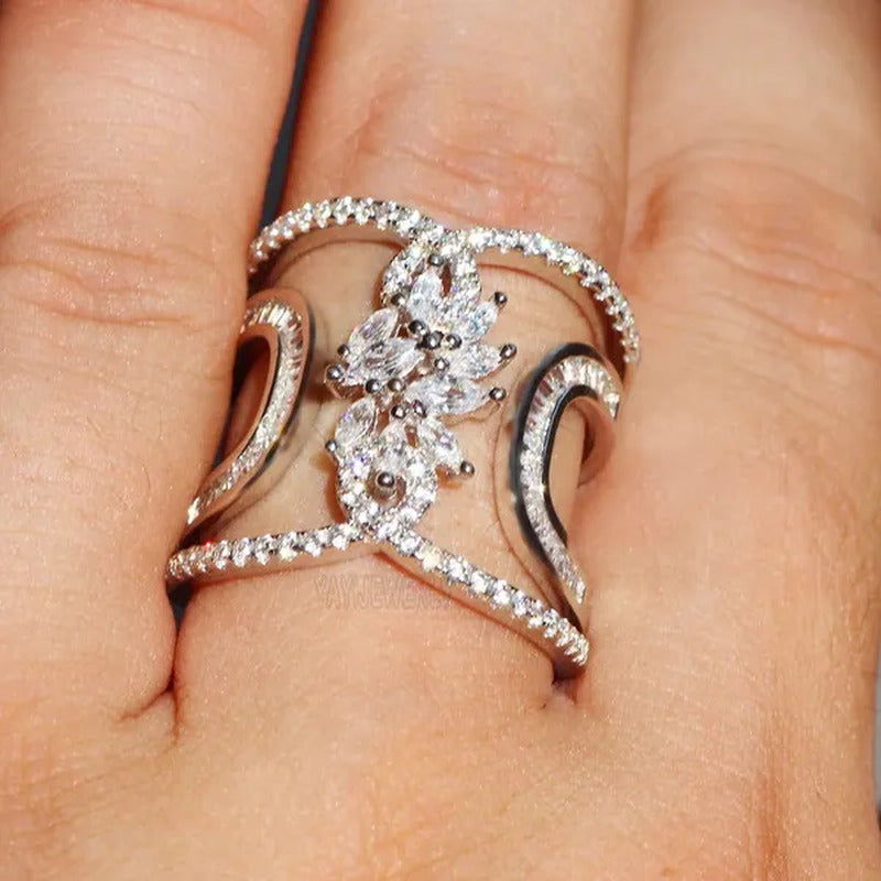 Luxury 925 Silver White Sapphire Rings Natural Gemstones Birthstone Engagement R