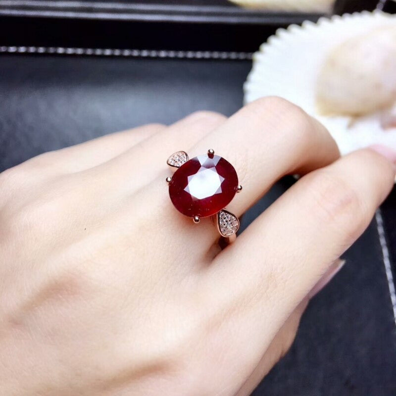 Natural New 10*12Mm Burning Pigeon Blood Ruby Gemstone Fashion Ring for Women