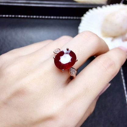 Natural New 10*12Mm Burning Pigeon Blood Ruby Gemstone Fashion Ring for Women