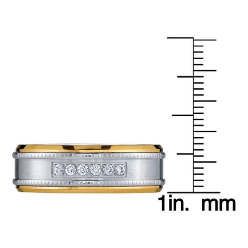 Men'S Diamond Tungsten Band with Yellow Edge