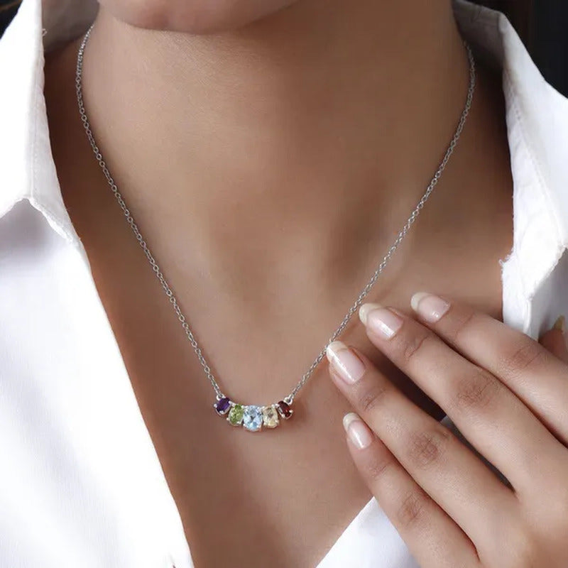 925 Sterling Silver Oval Sky Blue Topaz Necklace for Women Cttw 1.9 Fashion Gift