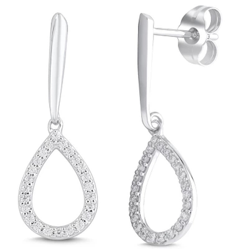 0.20 CT. T.W. Diamond Teardrop Dangle Earrings in 14K White Gold