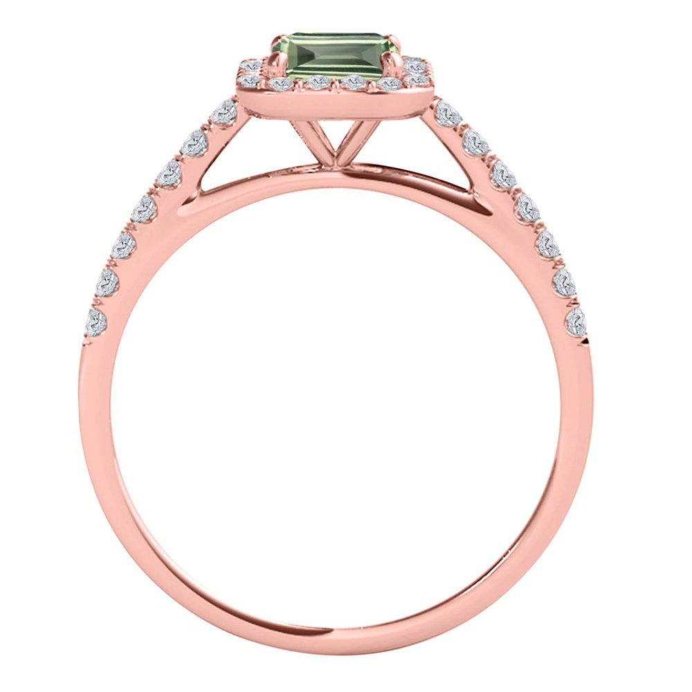 Mauli Jewels Rings for Women 2.50 Carat Diamond and Emerald Shaped Green Amethys