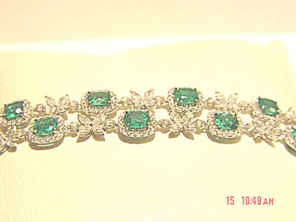 EMERALD GREEN OVAL SQUARE 20 STONE DIAMOND ROUND MARQUISE DIAMOND BRACELET