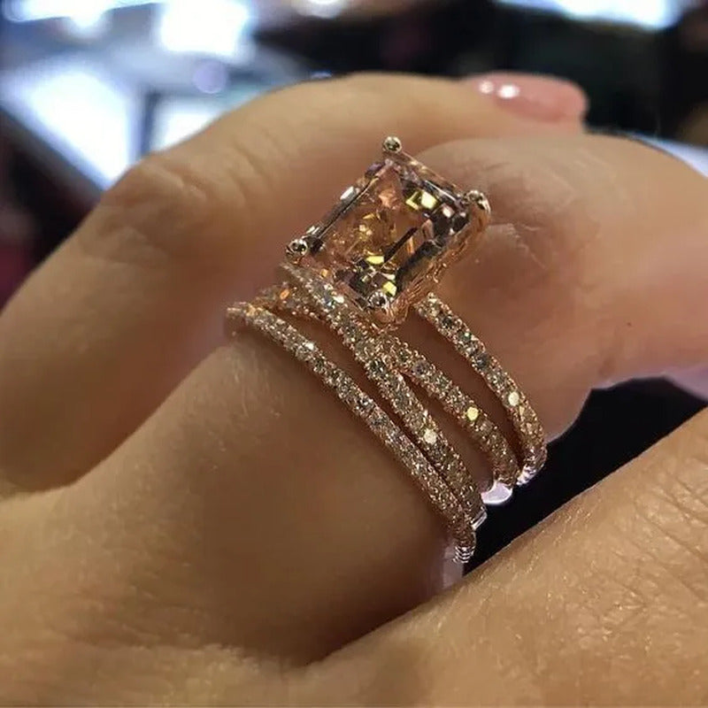 Hannah Martin Exquisite Women'S Fashion Natural Morganite Diamond Ring Anniversa