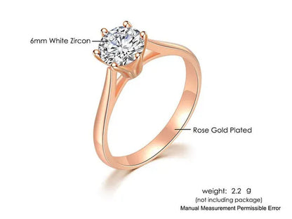 Classic Wedding Rings for Women Forever Simple Six Claws Zirconia Fashion Solita