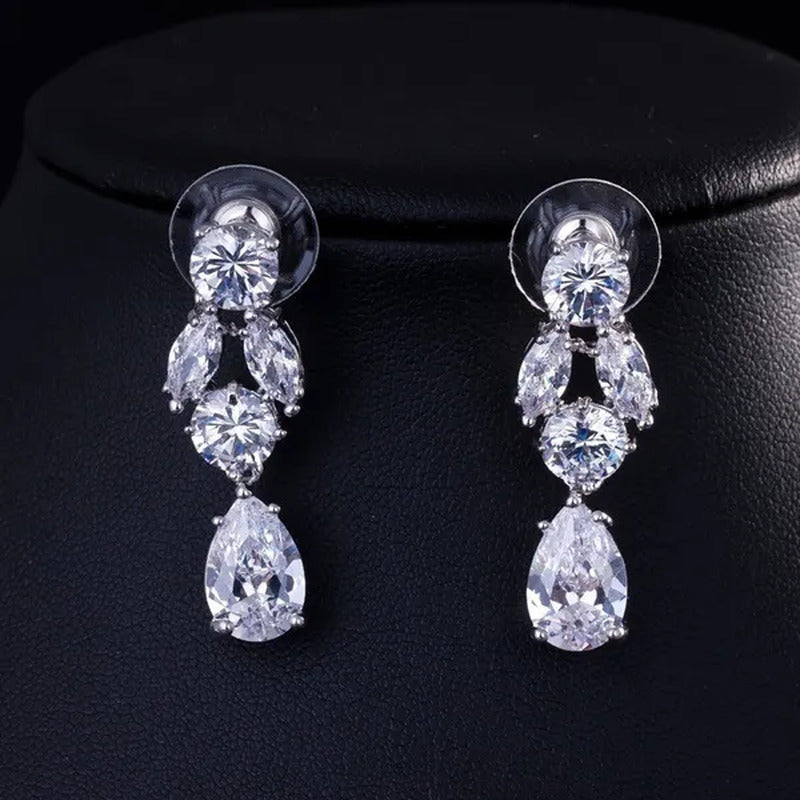 Gloriya Luxury Wedding Bridal Party Jewelry Set for Women White Gold Plated Ruby