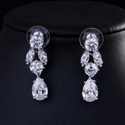 Gloriya Luxury Wedding Bridal Party Jewelry Set for Women White Gold Plated Ruby