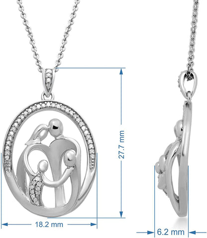 Parent and Child Family Necklace Pendant with Natural White round Diamonds 1/10