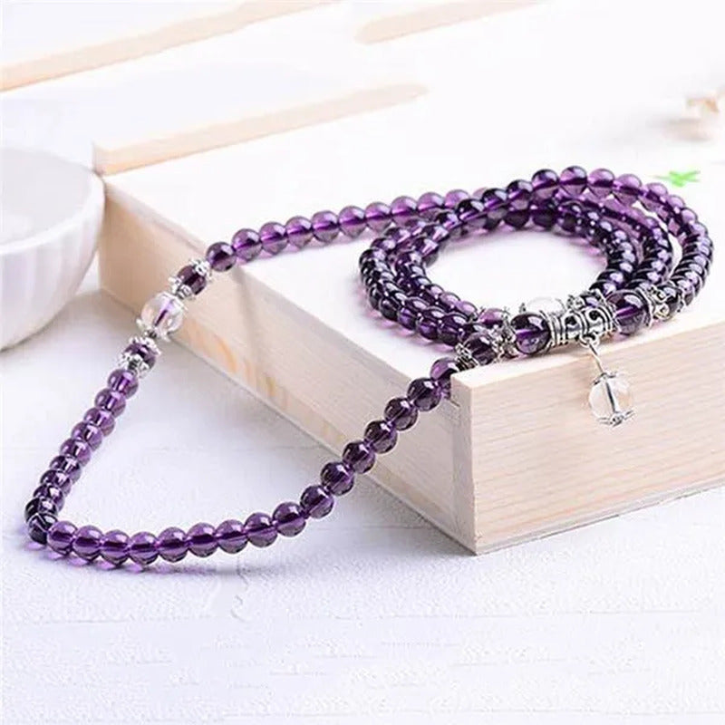 Buddhist Amethyst Bracelet Stones Chakra Dolphin Beaded Prayer Bangle