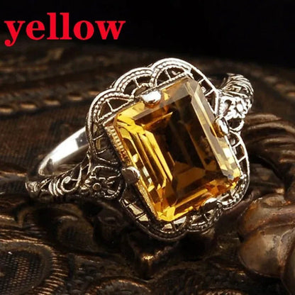 Women 2.8CT Citrine 925 Silver Ring Jewelry (Choice Color and Size )