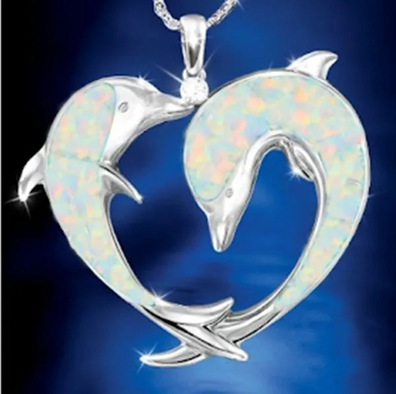 Luxury Fashion Creative Love Dolphin Necklace Natural Diamond Dolphin Pendant Wo