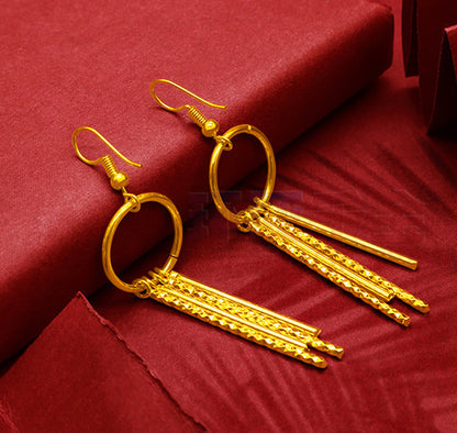 Gold-Plated Earrings Female Tassel Flower Asymmetric Earrings Sand Gold-Plated E