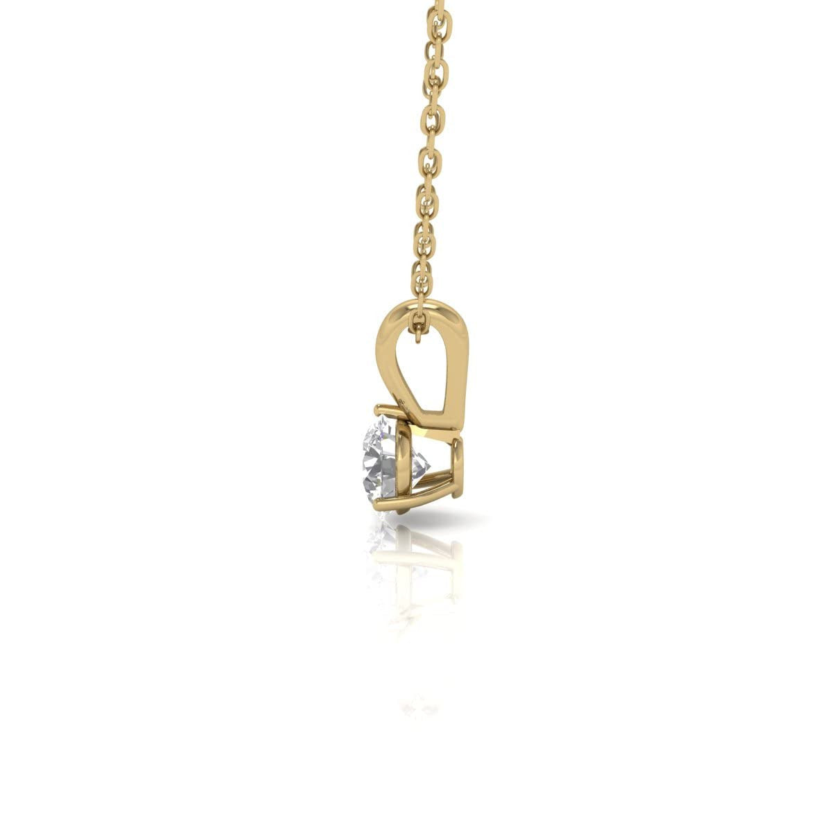Round Diamond Three Prong Solitaire Pendant in 14K Gold Pendant (J-K Color I2-I3