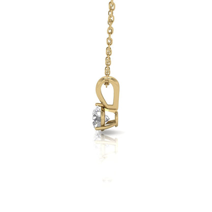 Round Diamond Three Prong Solitaire Pendant in 14K Gold Pendant (J-K Color I2-I3