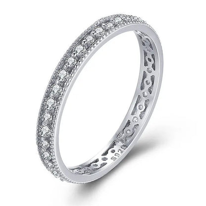 Exquisite 925 Sterling Silver/Black Gold/Gold/Rose Gold Single Ring White Full D