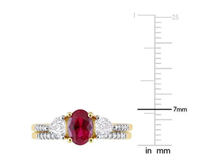 1.90 Carat (Ctw) Lab-Created Ruby and White Sapphire Bridal Engagement Wedding R