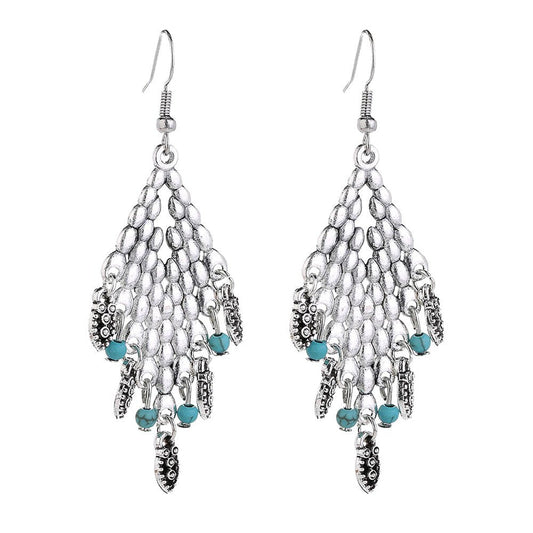 Large Gold Earrings Bohemian Retro Diamond Drop-Shaped Earrings Earrings Pendant
