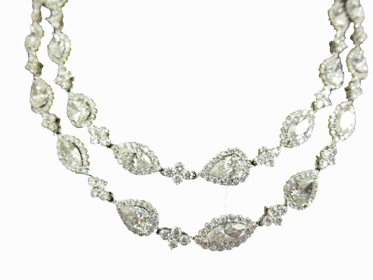 Diamond necklace emerald trillion pear marquise 31 pieces one carat each diamond