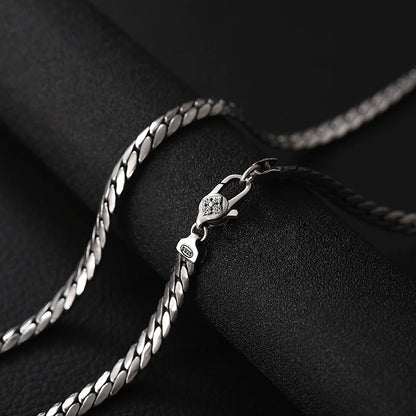 2022 New Solid S925 Silver Jewelry Fashion Retro Personality Flat Chain 5MM