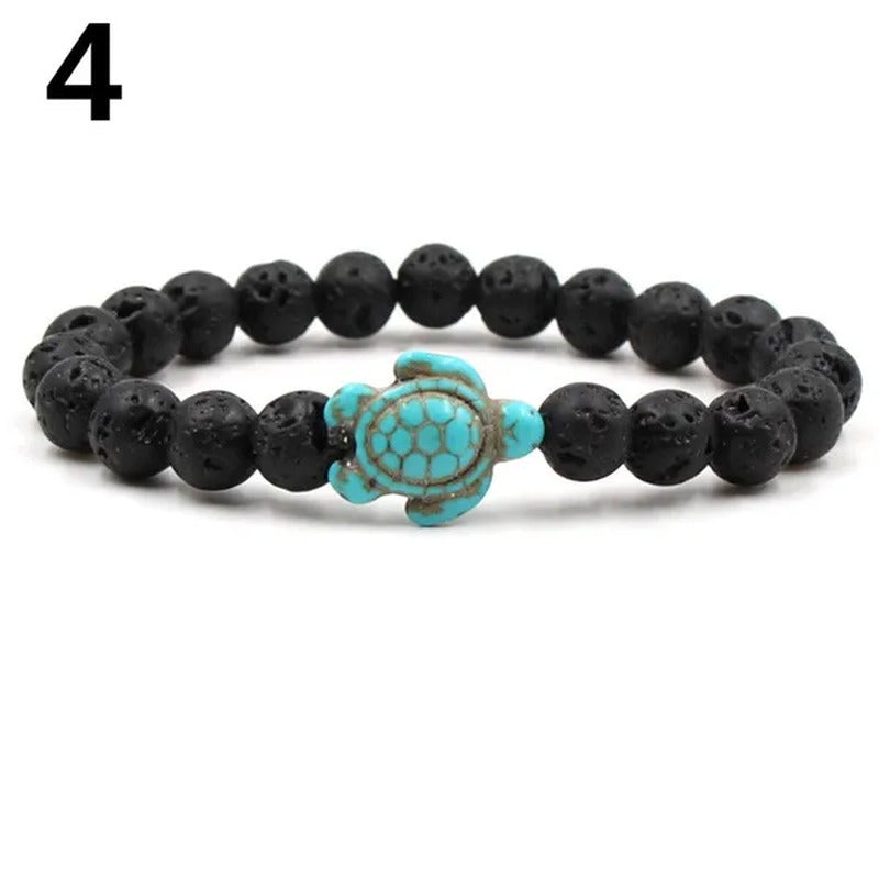 Summer Style Sea Turtle Beads Bracelets for Women Men Classic Natural Stone Elas