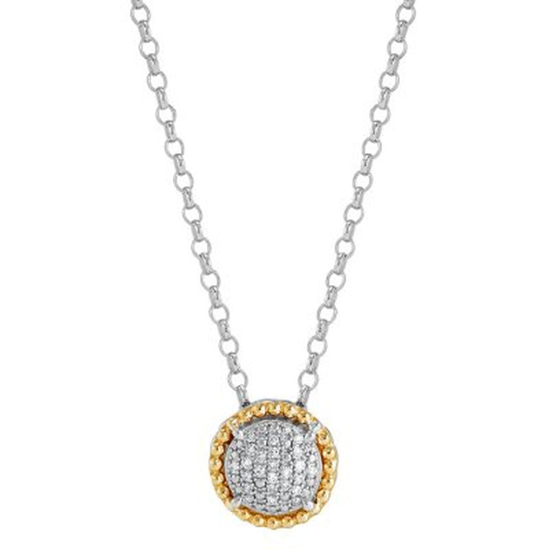 0.20 CT. T.W. Diamond Halo Pendant and Earring Set in Sterling Silver and 14K Ye