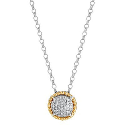 0.20 CT. T.W. Diamond Halo Pendant and Earring Set in Sterling Silver and 14K Ye