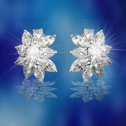 DIAMOND CLUSTER EARRING 14 MARQUISE 6 PEAR SHAPE CLUSTER HUGGIE DIAMOND EARRING