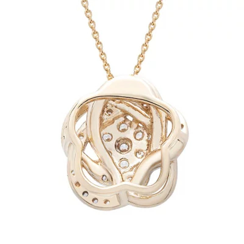 0.25 CT. T.W. Diamond Love Knot Pendant in 14K Yellow Gold