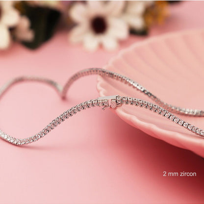 Solid Real 925 Sterling Silver 16/17/18/20/22/24 Inch Tennis Chain Choker