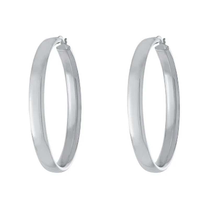 Sterling High Polished Wedding Band Style Hoops