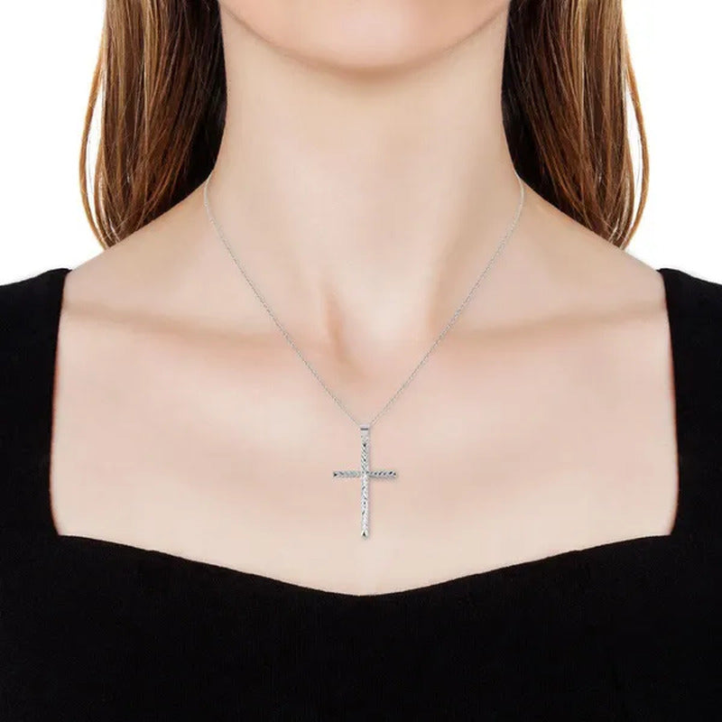 Shop LC Diamond 925 Sterling Silver Cut Cross Pendant Necklace Unique Fashion Wo