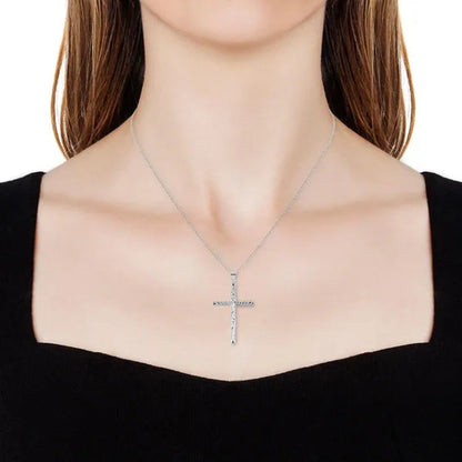 Shop LC Diamond 925 Sterling Silver Cut Cross Pendant Necklace Unique Fashion Wo