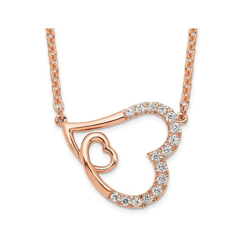 1/4 Carat (Ctw SI1-SI2, H-I) Lab-Grown Diamond Heart Pendant Necklace in 14K Ros