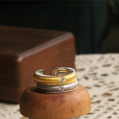 925 Sterling Silver Gold Plated Brushed Ring
