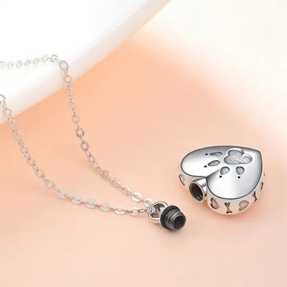 Footprint Jewelry Urn Necklace for Ashes Love Heart Pendant Bone Paw