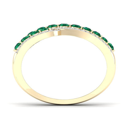 Imperial Gemstone 10K Yellow Gold Emerald 1/4 CT TW Diamond Women'S Fashion Ring