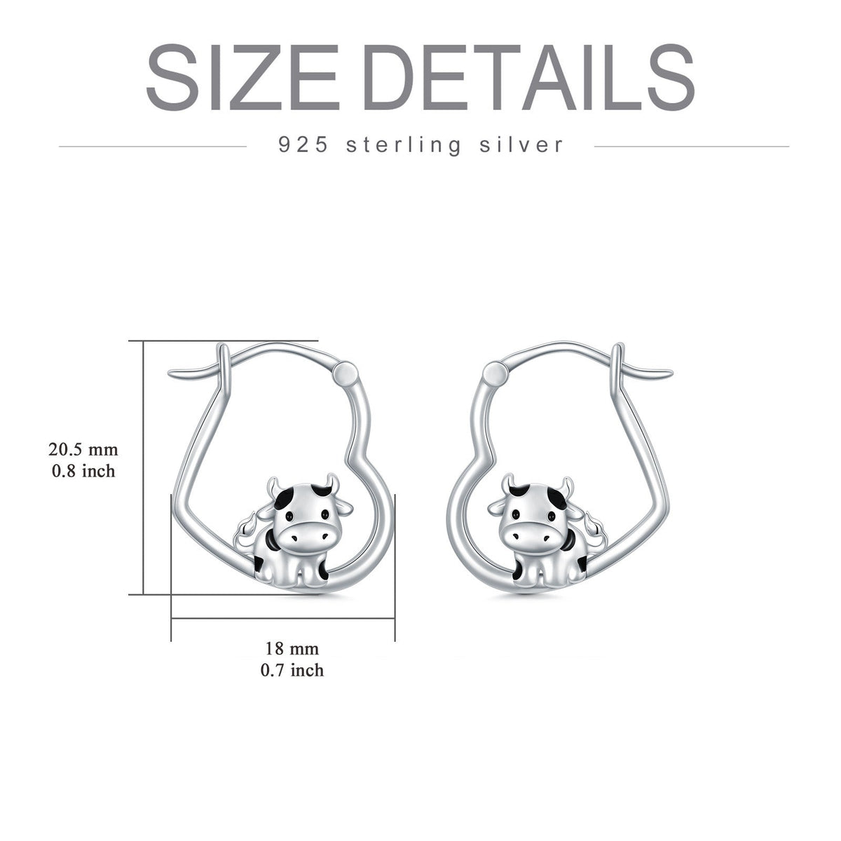 Cow Earrings 925 Sterling Silver Hypoallergenic Cow Hoop Earrings Cow Jewelry Gi