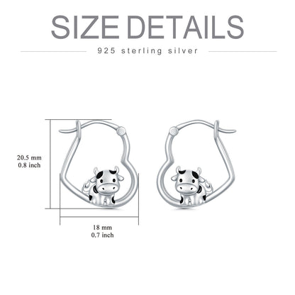 Cow Earrings 925 Sterling Silver Hypoallergenic Cow Hoop Earrings Cow Jewelry Gi