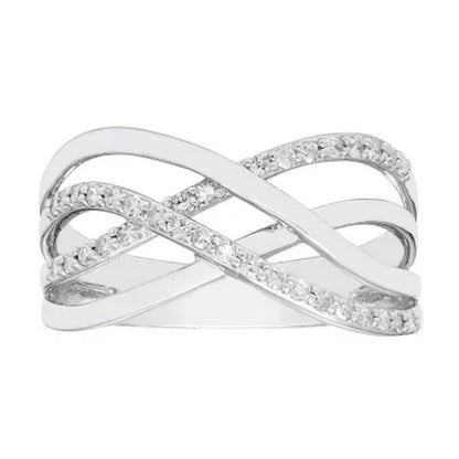 0.20 CT. T.W. Sterling Silver Diamond Overlap Band