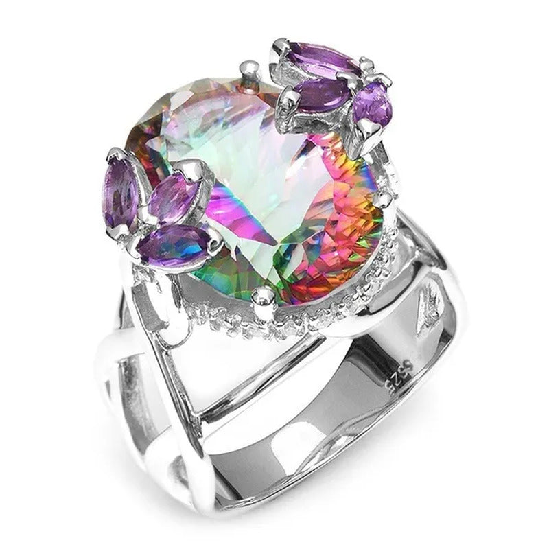 Hot Luxury Ladies Jewelry Pure Natural Mystery Rainbow Yellow Jade Jewel Crystal