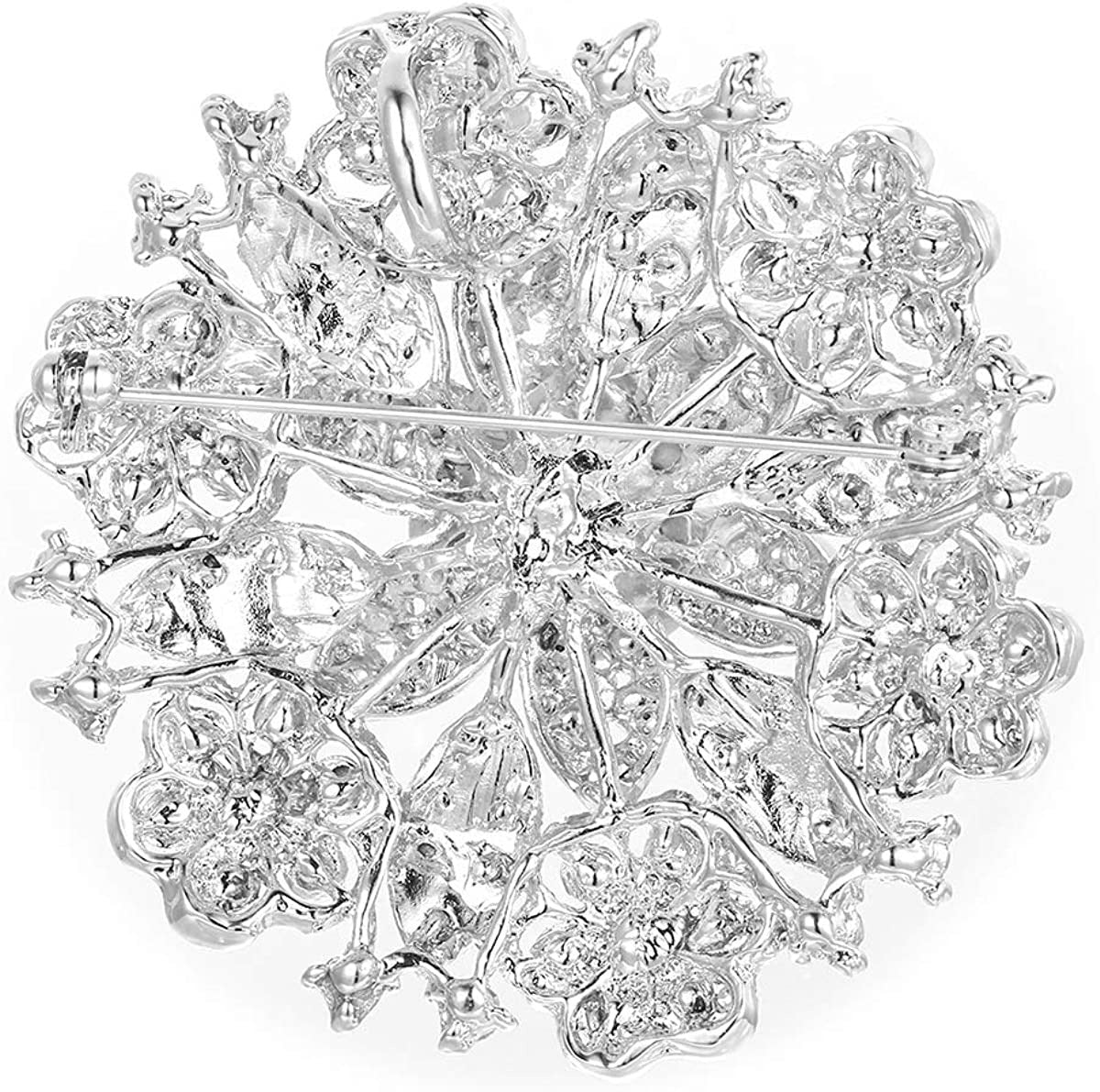 Women'S Clear Austrian Crystal Elegant Flower Wedding Corsage Brooch Pin for Bri