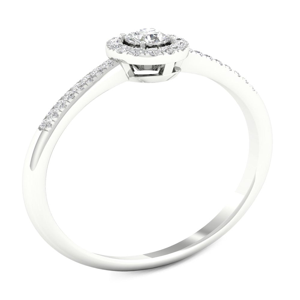 Imperial 1/5Ct TDW Diamond 10K White Gold round Diamond Halo Promise Ring (H-I,