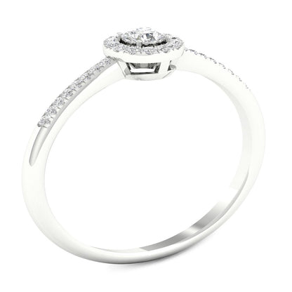 Imperial 1/5Ct TDW Diamond 10K White Gold round Diamond Halo Promise Ring (H-I,